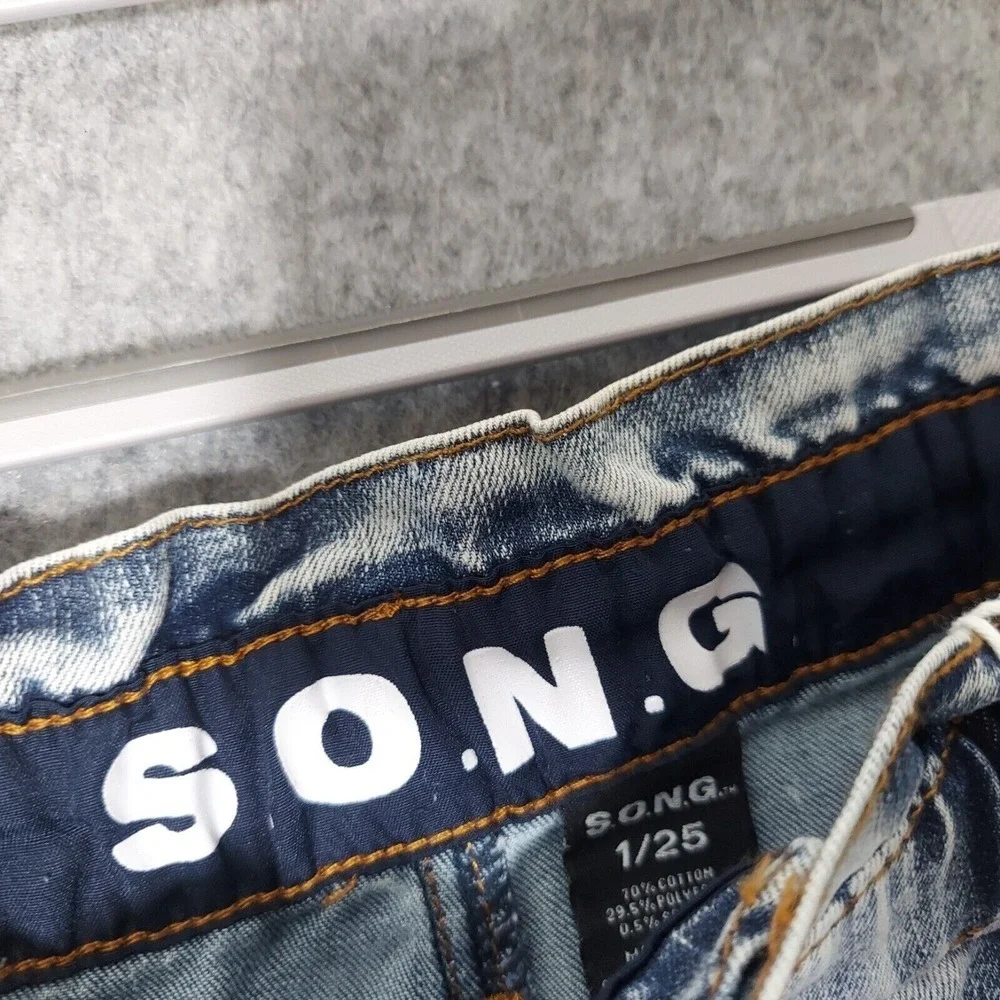 S.O.N.G Shorts 1 25 Y2K Baggy 80s Acid Wash Denim Pocket Stretch retro‎